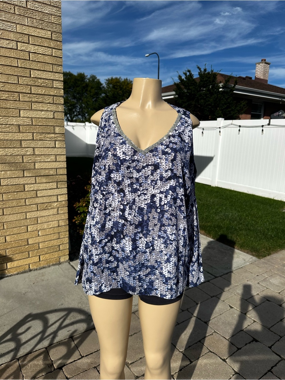 Juicy Couture Cold Shoulder Embellished Top, Size L